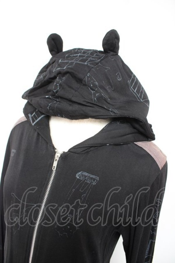 画像3: Sixh / ねこじろうptロングパーカー  黒 Y-26-01-18-044-HN-TO-SZ-ZY (3)