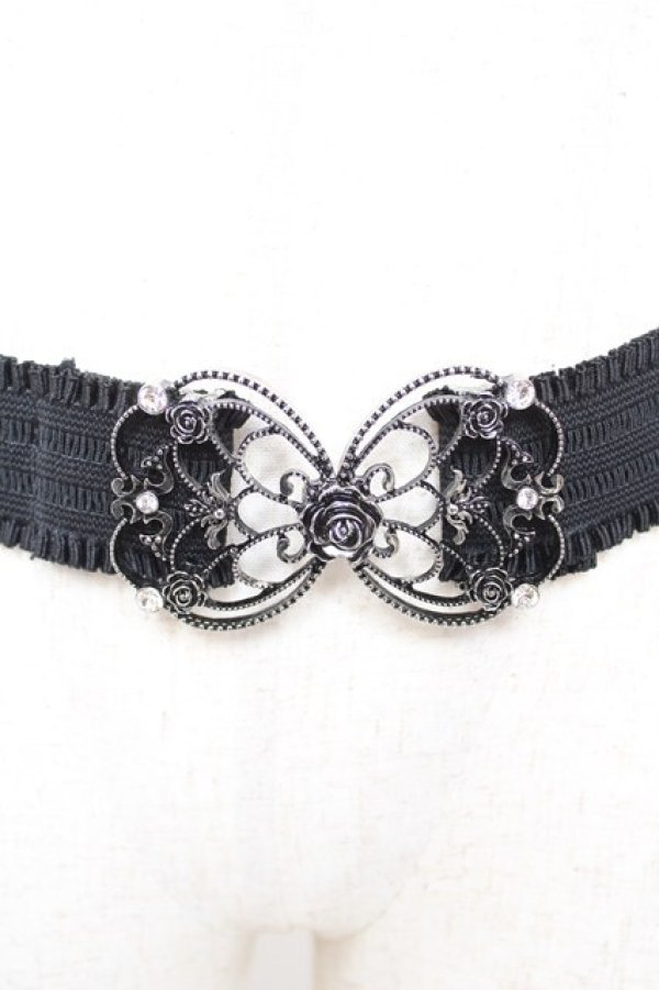 画像1: axes femme / 立体バラクラシカルゴムベルト  シルバー Y-26-01-18-007-AX-ZA-SZ-ZY (1)