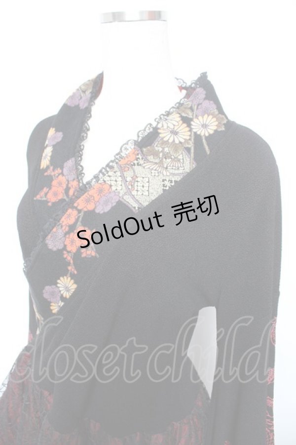 画像3: Qutie Frash / 蜘蛛の巣レース着物袖ワンピース  黒×赤 Y-26-01-18-047-QU-OP-SZ-ZY (3)