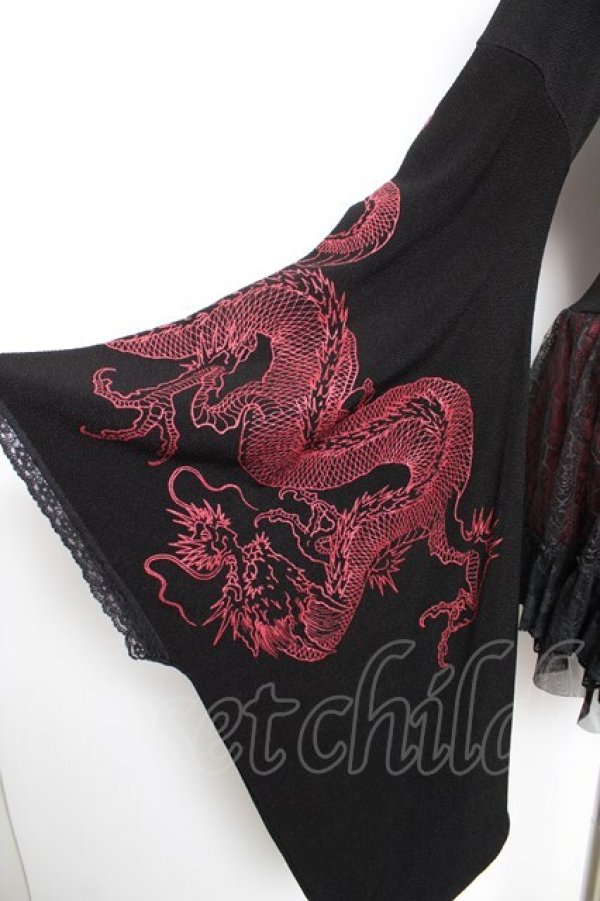 画像5: Qutie Frash / 蜘蛛の巣レース着物袖ワンピース  黒×赤 Y-26-01-18-047-QU-OP-SZ-ZY (5)