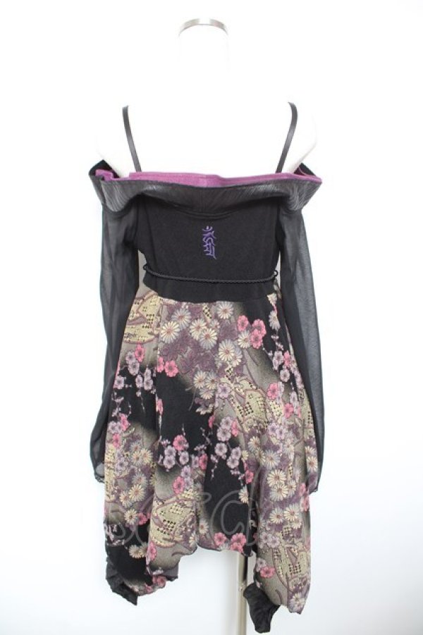 画像2: Qutie Frash / ちりめんシフォン着物袖チュニック  黒 Y-26-01-18-048-QU-JA-SZ-ZY (2)