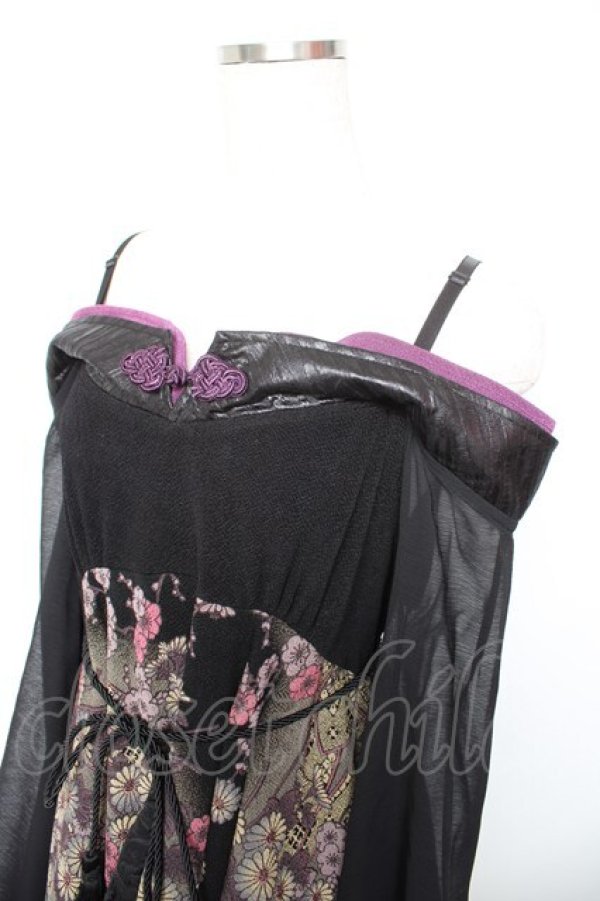 画像3: Qutie Frash / ちりめんシフォン着物袖チュニック  黒 Y-26-01-18-048-QU-JA-SZ-ZY (3)