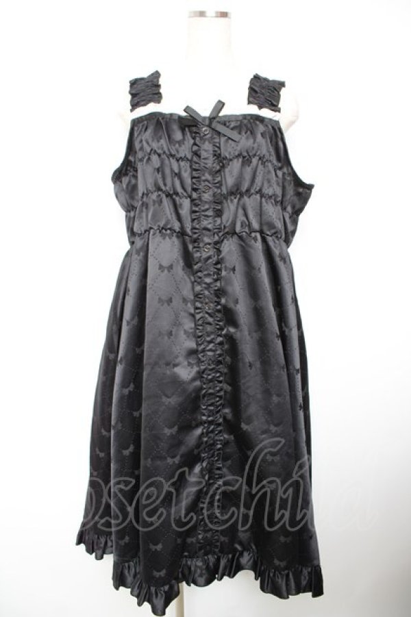 画像1: Cherirulu Chocola / TT*MINリボンジャンパースカート  黒 Y-26-01-18-051-LO-OP-SZ-ZY (1)