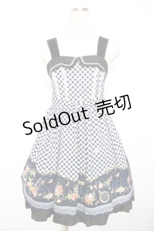 画像: axes femme / ギンガム×花柄ワンピース M 紺 Y-26-01-18-055-AX-OP-SZ-ZY