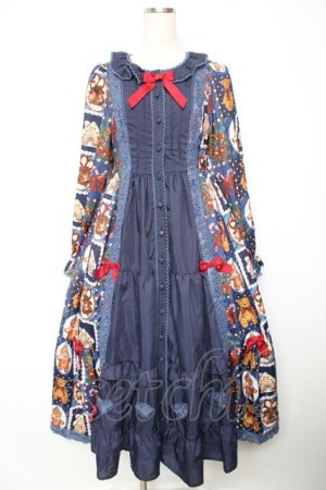 画像: Chalmiere / クリスマス柄ワンピース  ネイビー Y-26-01-18-058-LO-OP-SZ-ZY