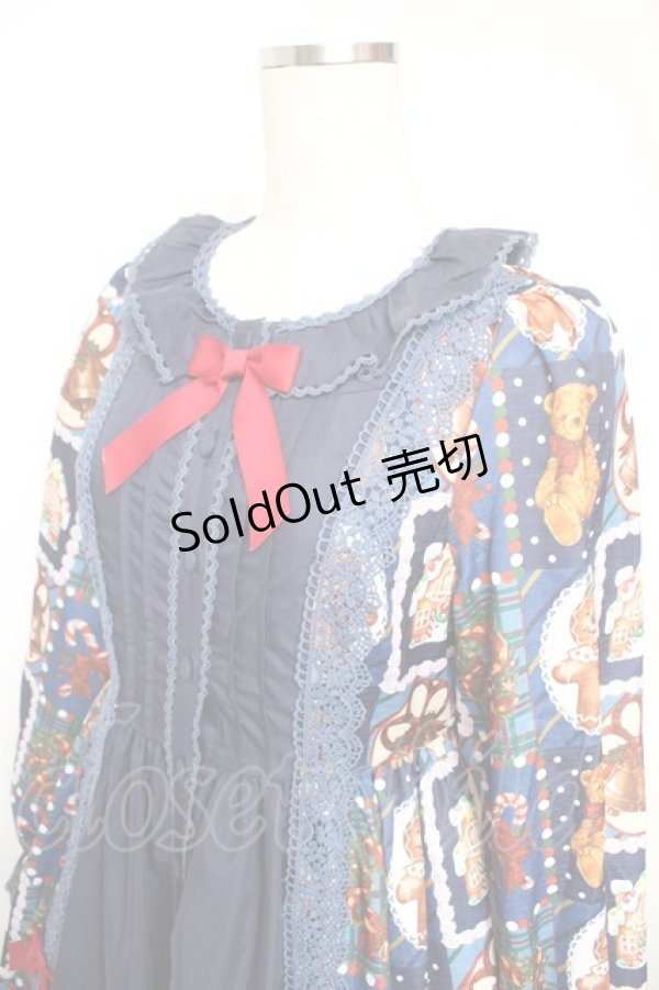 画像3: Chalmiere / クリスマス柄ワンピース  ネイビー Y-26-01-18-058-LO-OP-SZ-ZT0214D (3)