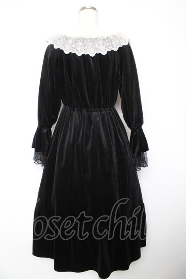 画像2: axes femme / パゴタ袖ベロアワンピース F 黒 Y-26-01-18-059-AX-OP-SZ-ZY (2)