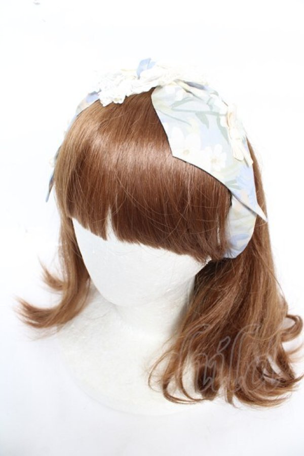 画像1: Hoshibako Works / ルーセントガーデン リボンレースカチューム  サックス×フラワー Y-26-01-18-011-LO-AC-SZ-ZY (1)