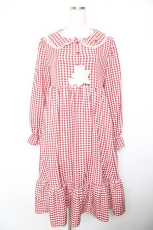 画像: FLC / hsギンガムマルエリワンピース L 中赤 Y-26-01-18-071-LO-OP-SZ-ZY