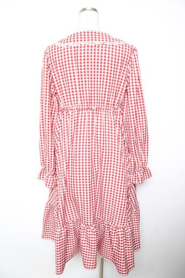 画像2: FLC / hsギンガムマルエリワンピース L 中赤 Y-26-01-18-071-LO-OP-SZ-ZY (2)