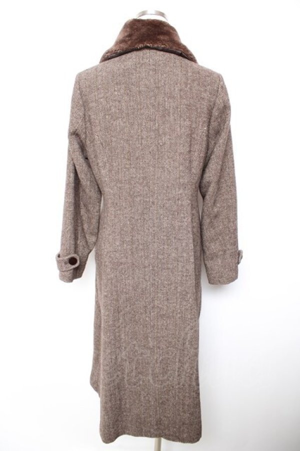画像2: an another angelus / ファー衿付きヘリンボーンコート F ブラウン Y-26-01-18-073-CA-CO-SZ-ZY (2)