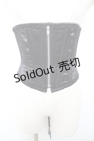 画像: Dangerous nude / サテンZIPアップコルセット  黒 Y-26-01-18-074-PU-BL-SZ-ZY