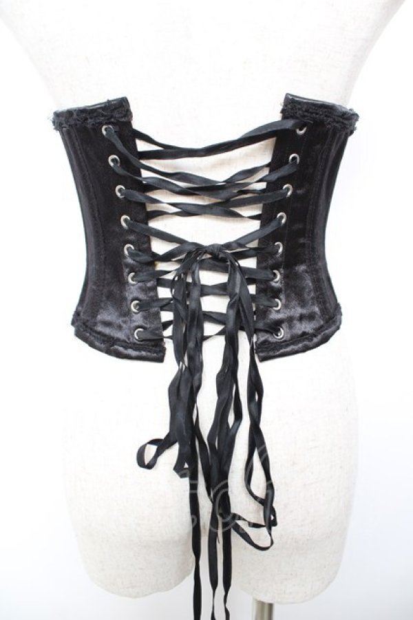 画像2: Dangerous nude / サテンZIPアップコルセット  黒 Y-26-01-18-074-PU-BL-SZ-ZY (2)