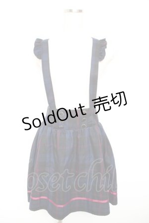 画像: Amavel / フリルサス付チェックスカート  ネイビー Y-26-01-18-076-CA-SK-SZ-ZY