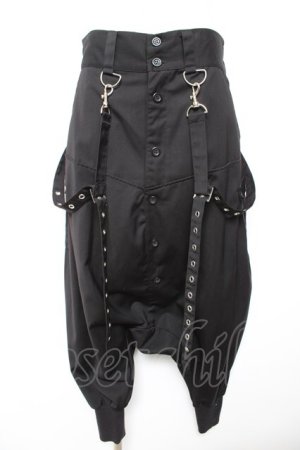 画像: LISTEN FLAVOR / サスペンダー付ドレープサルエルパンツ F 黒 Y-26-01-18-082-PU-PA-SZ-ZY