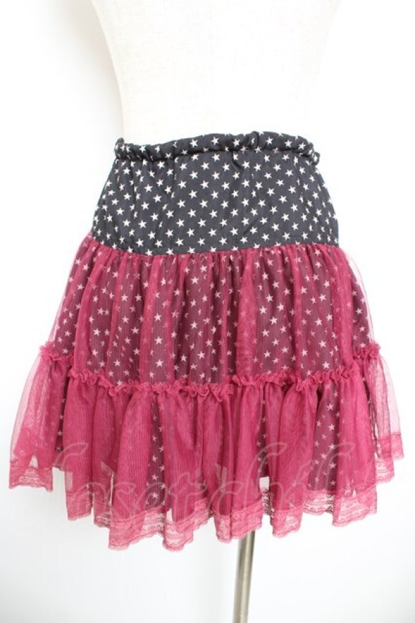 画像2: ALGONQUINS / チュール重ね星スカート  黒×ピンク Y-26-01-18-083-AL-SK-SZ-ZY (2)