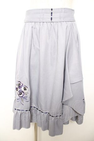 画像: axes femme POETIQUE / パンジー刺繍ラッフルスカート M サックス Y-26-01-18-087-AX-SK-SZ-ZY
