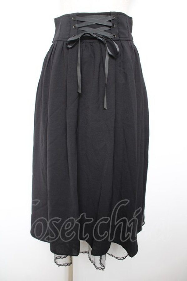 画像1: axes femme POETIQUE / バックフリルレースアップスカート M 黒 Y-26-01-18-089-AX-SK-SZ-ZY (1)