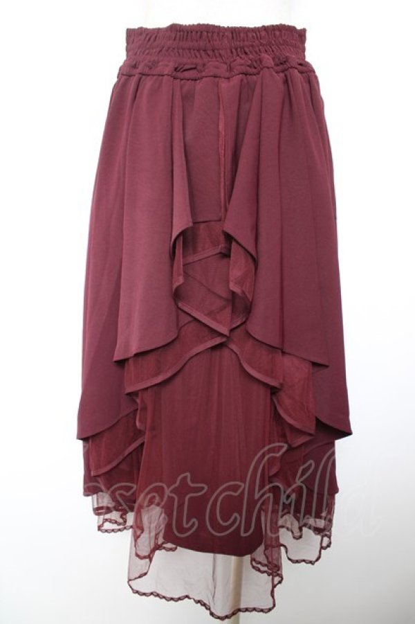 画像2: axes femme POETIQUE / バックフリルレースアップスカート M ワイン Y-26-01-18-090-AX-SK-SZ-ZY (2)