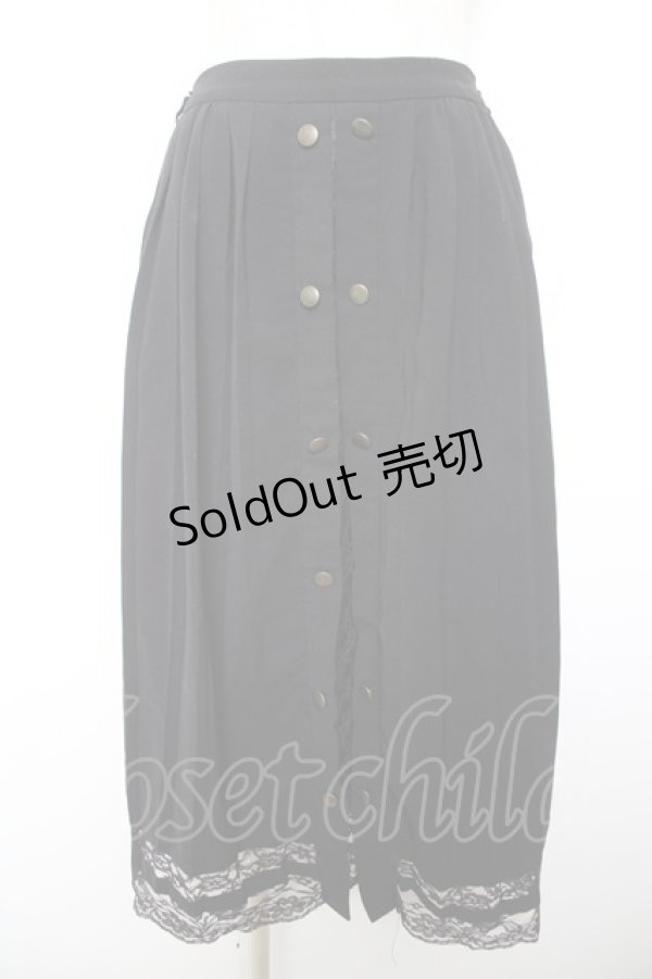 画像1: axes femme / フロント釦プリーツスカート M 黒 Y-26-01-18-093-AX-SK-SZ-ZS (1)