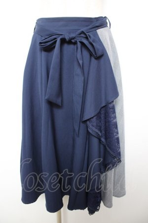 画像: axes femme / フリル切替スカート M 紺 Y-26-01-18-095-AX-SK-SZ-ZY