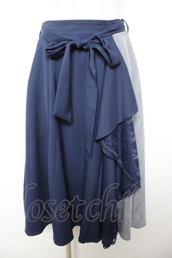 画像1: axes femme / フリル切替スカート M 紺 Y-26-01-18-095-AX-SK-SZ-ZY (1)
