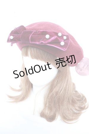 画像: m petit by misako / AMリボンBベレー  濃赤 Y-26-01-18-013-LO-AC-SZ-ZY