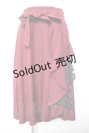 画像: axes femme / リボン付フリルスカート M ワイン Y-26-01-18-106-AX-SK-SZ-ZS