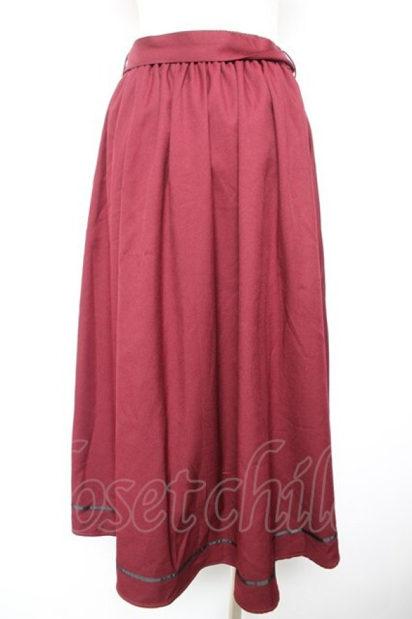 画像2: axes femme / リボン付フリルスカート M ワイン Y-26-01-18-106-AX-SK-SZ-ZY (2)