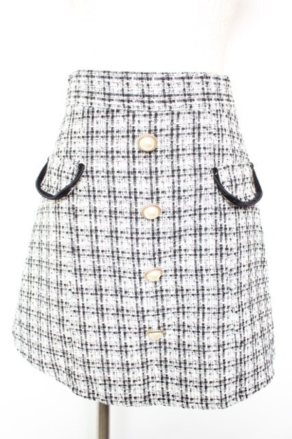 画像1: An MILLE / ツイードパールスカート  白×黒 Y-26-01-18-115-EL-SK-SZ-ZY (1)