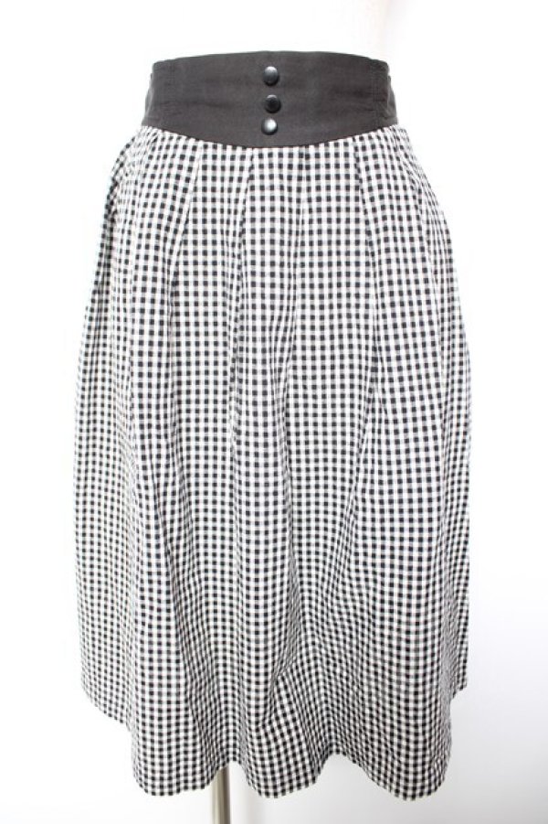画像1: F i.n.t / ベルト切替ギンガムチェックタックスカート F 黒 Y-26-01-18-116-CA-SK-SZ-ZY (1)