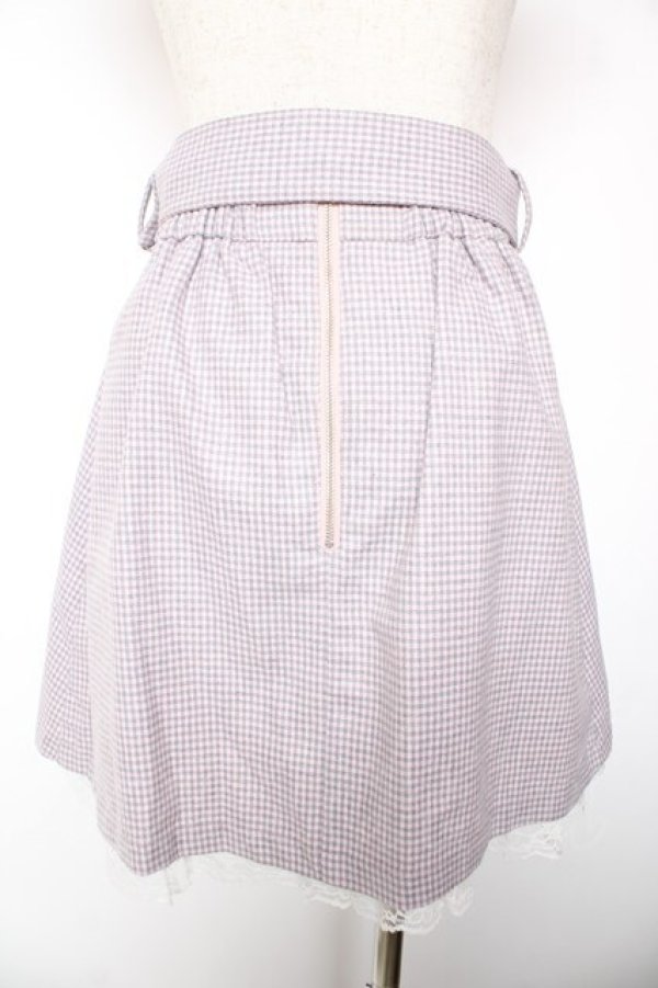 画像2: Ank Rouge / 裾レースチェックプリーツスカート M ピンク Y-26-01-18-126-CA-SK-SZ-ZY (2)