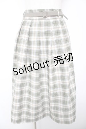 画像: F i.n.t / ベルト付きサマーチェックタックスカート F グリーン Y-26-01-18-127-CA-SK-SZ-ZY