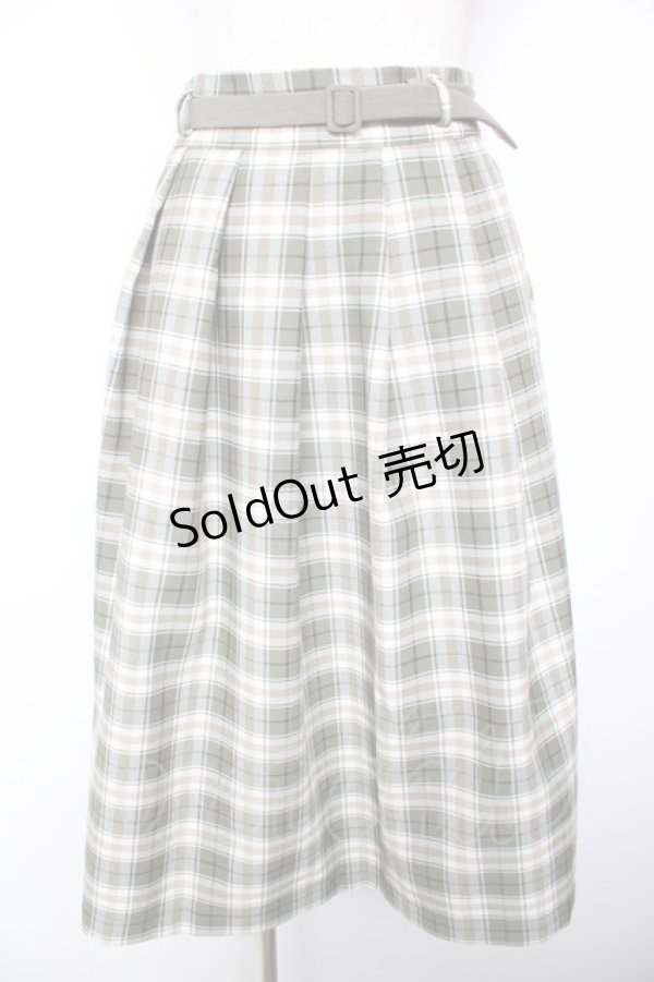 画像1: F i.n.t / ベルト付きサマーチェックタックスカート F グリーン Y-26-01-18-127-CA-SK-SZ-ZY (1)