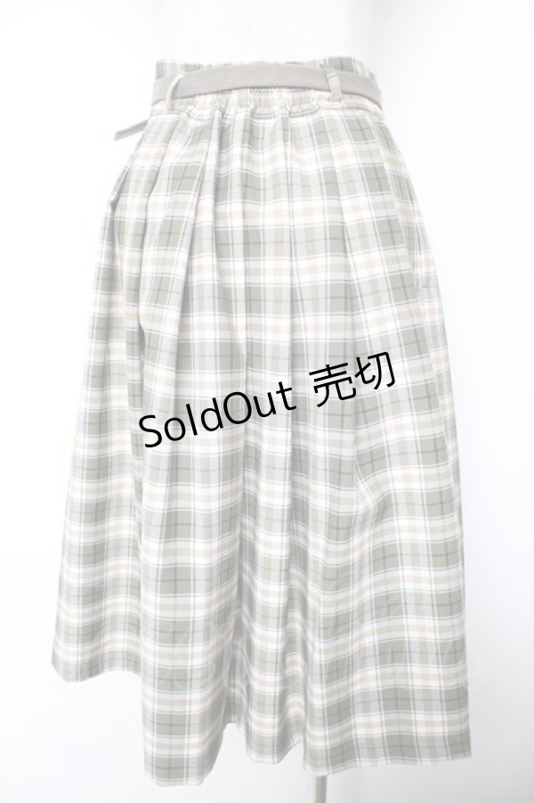 画像2: F i.n.t / ベルト付きサマーチェックタックスカート F グリーン Y-26-01-18-127-CA-SK-SZ-ZY (2)