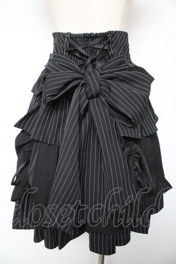 画像2: Chalmiere / ストライプフリルスカート M 黒 Y-26-01-18-129-LO-SK-SZ-ZY (2)