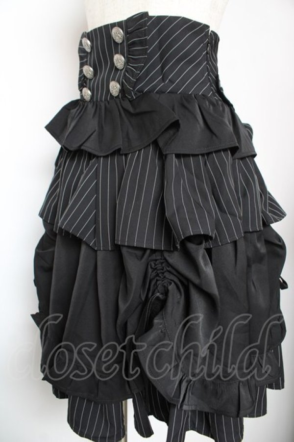 画像3: Chalmiere / ストライプフリルスカート M 黒 Y-26-01-18-129-LO-SK-SZ-ZY (3)