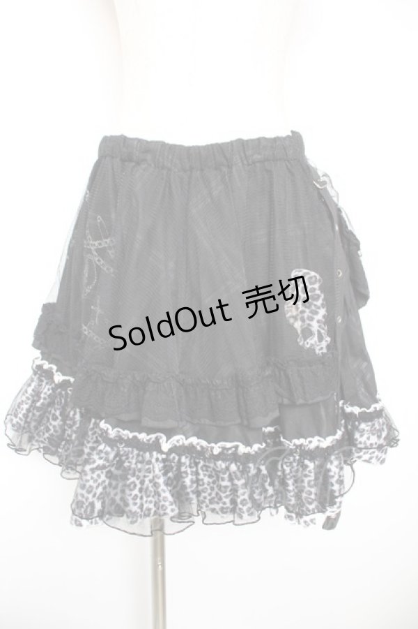 画像1: H jelly / チュール重ねプリントスカート  黒 Y-26-01-18-136-HN-SK-SZ-ZY (1)