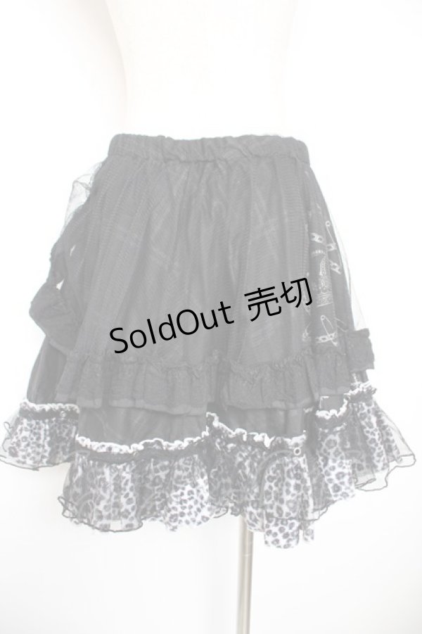 画像2: H jelly / チュール重ねプリントスカート  黒 Y-26-01-18-136-HN-SK-SZ-ZY (2)