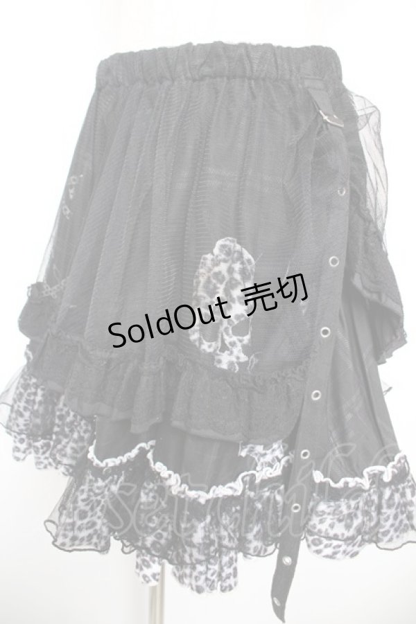 画像3: H jelly / チュール重ねプリントスカート  黒 Y-26-01-18-136-HN-SK-SZ-ZY (3)