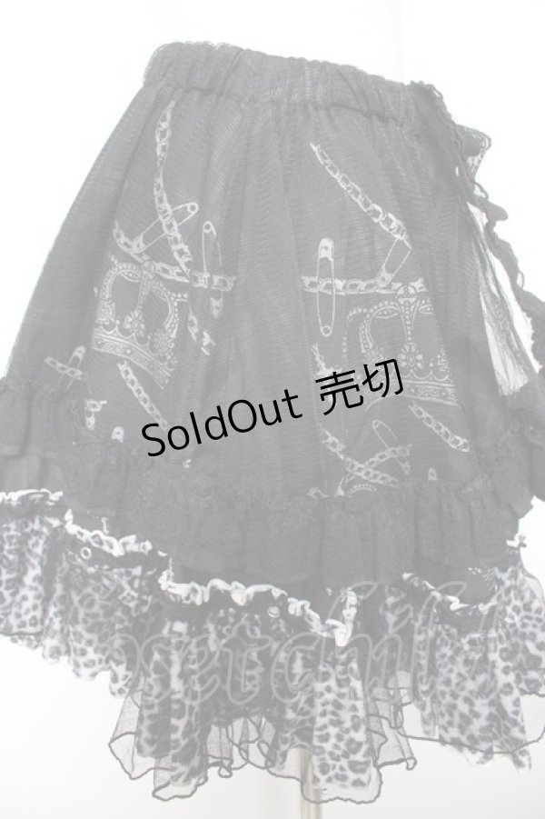 画像5: H jelly / チュール重ねプリントスカート  黒 Y-26-01-18-136-HN-SK-SZ-ZY (5)