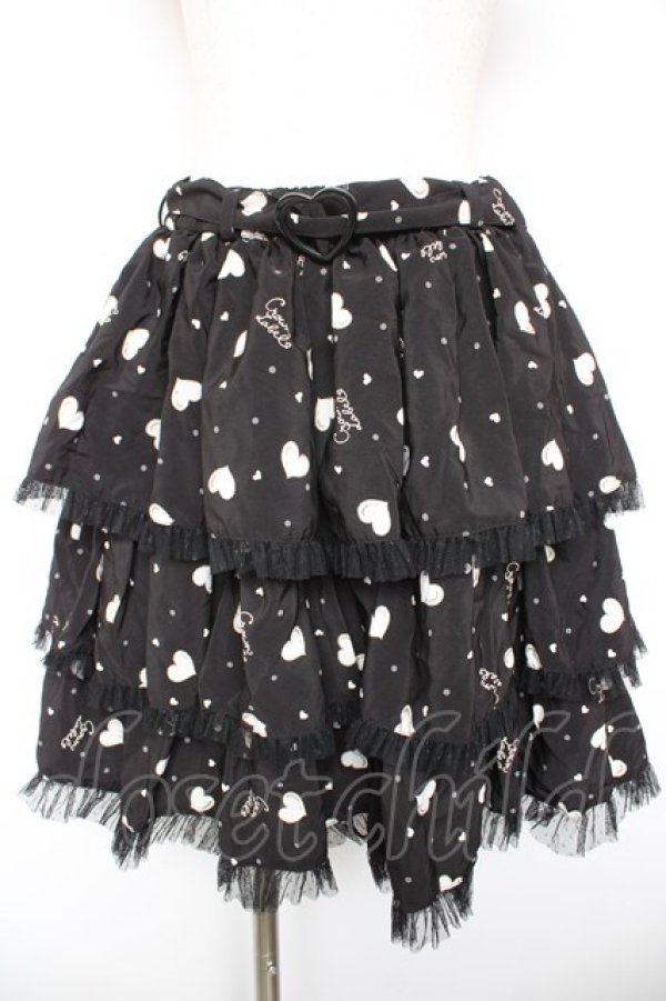 画像1: metamorphose / Heart Print　スカート  黒 Y-26-01-18-137-ME-SK-SZ-ZY (1)