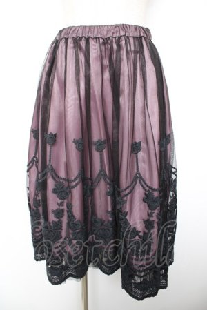 画像: BPN / ローズレースチュール重ねスカート  ピンク Y-26-01-18-139-GO-SK-SZ-ZY