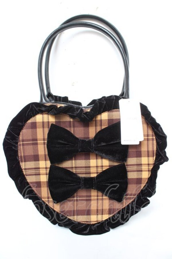 画像1: axes femme kawaii / タータンチェックハートバッグ  イエロー Y-26-01-18-018-AX-BG-SZ-ZY (1)