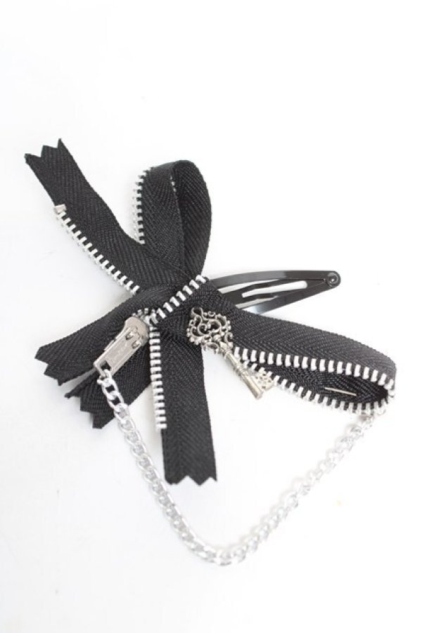 画像1: GOTH / ジップリボンピン  黒 Y-26-01-18-003-GO-ZA-SZ-ZY (1)
