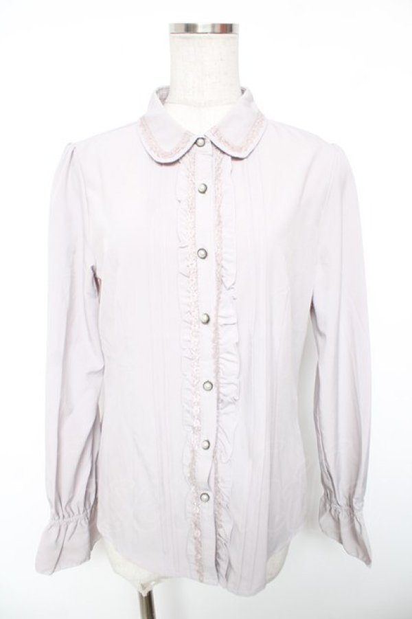 画像1: axes femme / 刺繍リボンブラウス L グレー Y-26-01-18-026-AX-BL-SZ-ZY (1)