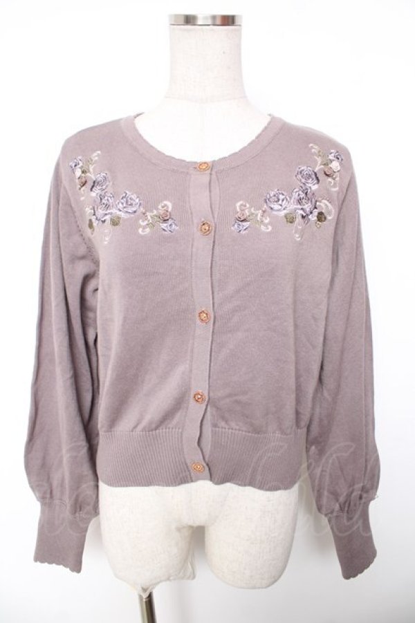 画像1: axes femme / フラワーガーデン刺繍カーディガン  グレー Y-26-01-18-027-AX-TO-SZ-ZY (1)
