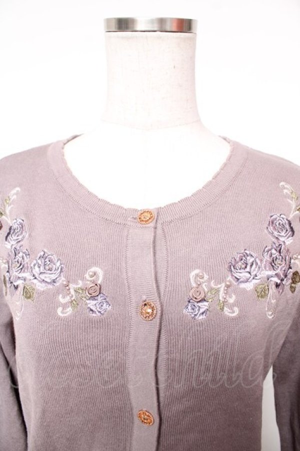 画像3: axes femme / フラワーガーデン刺繍カーディガン  グレー Y-26-01-18-027-AX-TO-SZ-ZY (3)