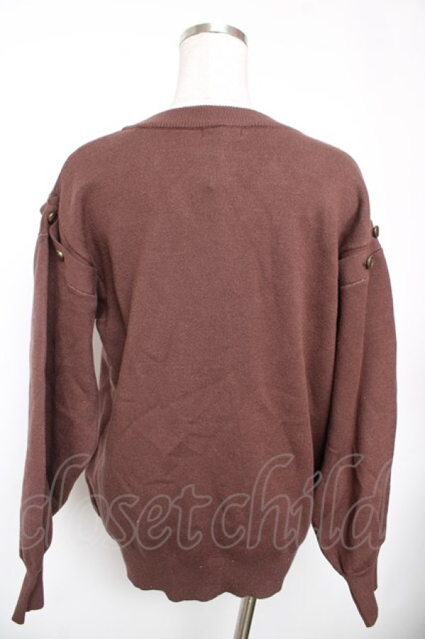 画像2: axes femme / リボンジャガードバイカラーカーディガン  ブラウン Y-26-01-18-028-AX-TO-SZ-ZY (2)