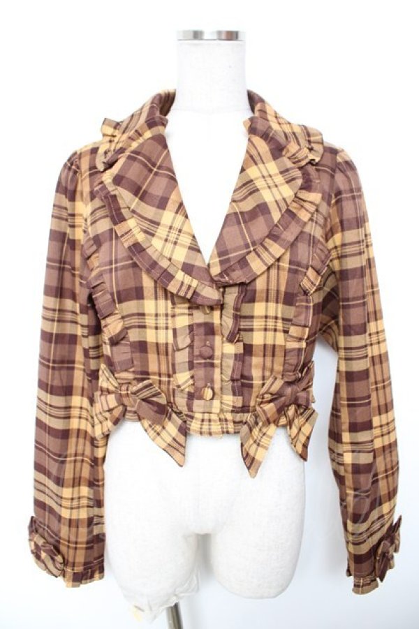 画像1: axes femme kawaii / タータンチェックジャケット M イエロー Y-26-01-18-032-AX-JA-SZ-ZY (1)